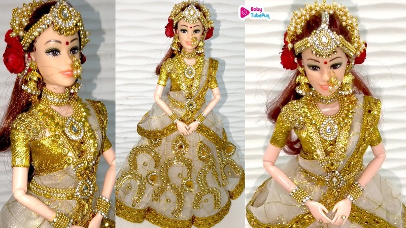 Kerala barbie saree making, Indian bridal doll making, jewellery, Traditional barbie saree
