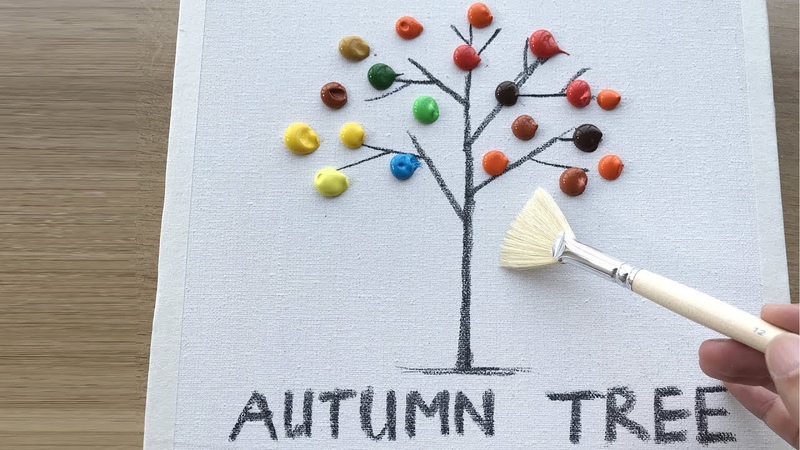 Daily Challenge, 10, Acrylic, Easy Autumn Tree Landscape