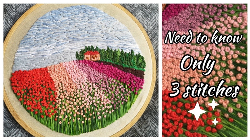 Easy Hand Embroidered 3 D Scenery, Hand Embroidery tutorial, French