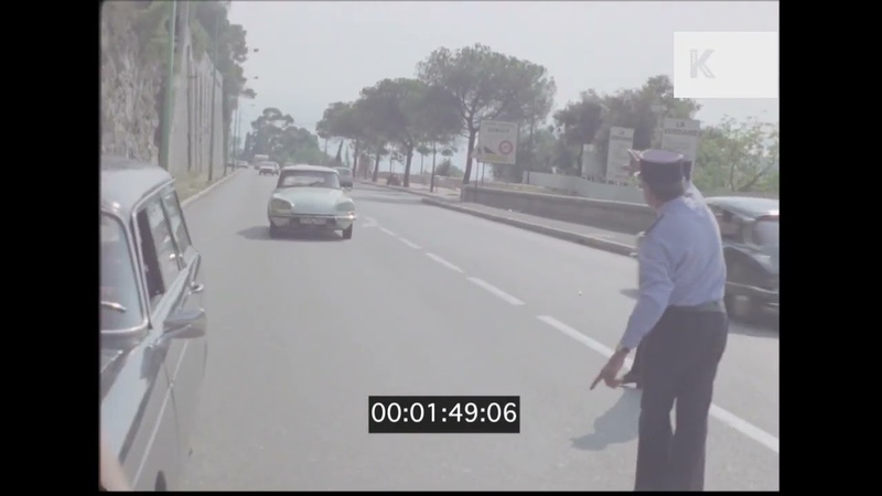 1970s France, POV Driving, Pulled Over By Police Road Block,
