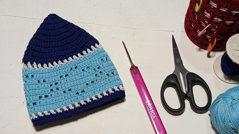 Cara Merajut Peci Anak 1 2 Tahun ( Azraq motif 2), , Crochet moslem cap for