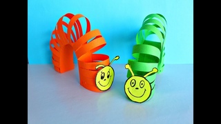 Гусеница из бумаги. Como hacer Gusano/oruga de papel. DIY Paper Caterpillar/Easy paper toys for kids