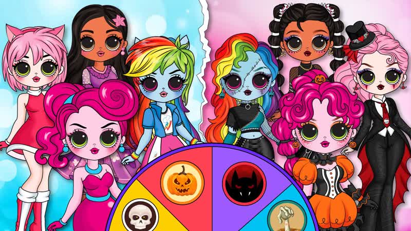 20 Encanto, Harley Quinn, Mommy Long Legs, MLP get Halloween Fashion, LOL Paper Dolls