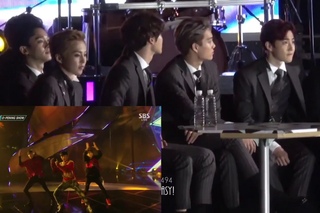 161226 EXO reaction to SBS Street Dance + In The Name Of Love Opening @SBS Gayo Daejun