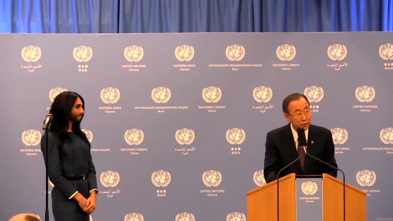 Conchita Wurst meets the UN Secretary General and performs at the United Nations in
