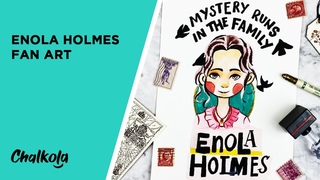 Painting Netflix Enola Holmes Fan Art Using Watercolor Brush Pens