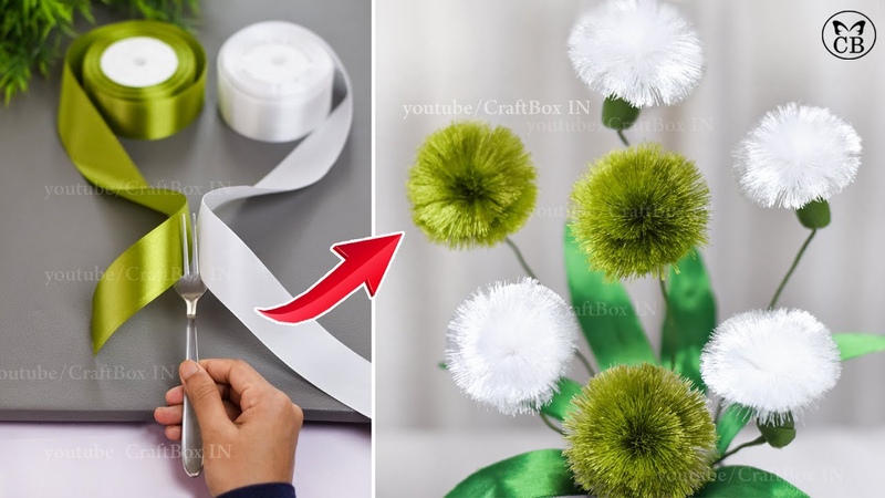 DIY Satin Ribbon reeds flowers, How to make ribbon crafts, best Ribbon decoration