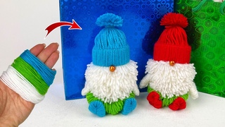 🎄 Чудесные гномики в шапочках из пряжи и втулок 🎄 Новогодние Поделки 3а 15 минут
