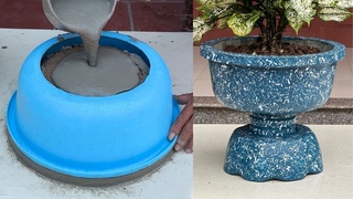 Design and Make Beautiful Plant Pot From Plastic Mold And Cement Easily At Home
