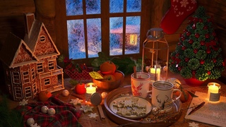 Relaxing Fireplace Sounds & Snow Fall in a Cozy Winter Ambience
