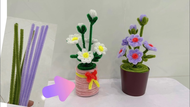 Làm chậu hoa mini bằng kẽm nhung, how to make small flower pots, velvet