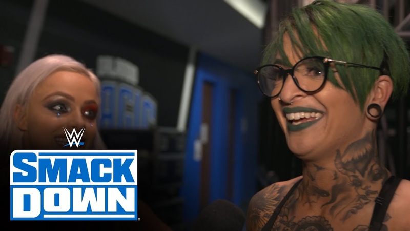 Ruby Riott embraces Liv Morgan after her victory: Smack Down Exclusive, Nov. 13,