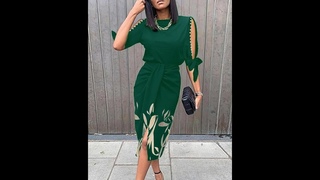Sexy printed hollow lace up pleated dress